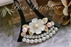 髪飾り 桜 かんざし バチ型 螺鈿 真珠母貝 パール W25013簪