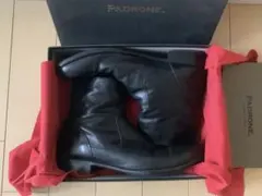 パドローネ　43 バックジップブーツ　ブラックカウレザー