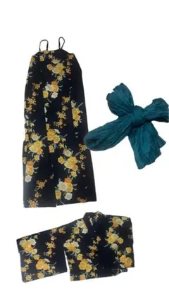 浴衣ワンピース　花柄　3点セット