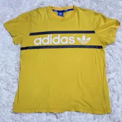 アディダス Tシャツ 黄 ビッグロゴ トレフォイル M