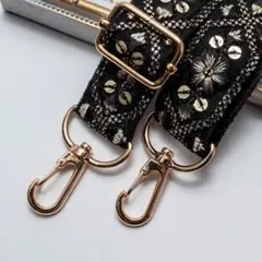 PM283 | インド刺繍リボン スマホショルダーストラップ　ブラック