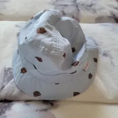petit main 水色クマ柄キャップ 70-80cm