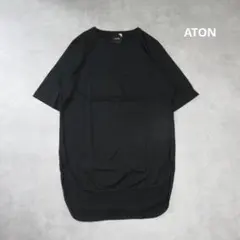 ATON / ハーフスリーブ ピマ コットン カットソー Tシャツ 黒 ブラックのサムネイル