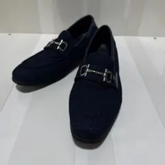 美品✴︎DE desネイビー メッシュ ローファー シルバーバックル 43サイズ