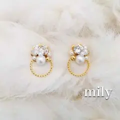 リング風♡ビジューピアス