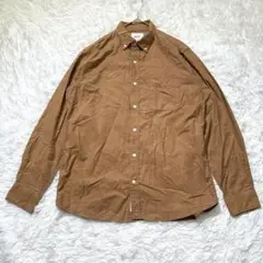 【グローバルワーク】美品 コットンシャツ 長袖 M キャメル 無地 メンズ