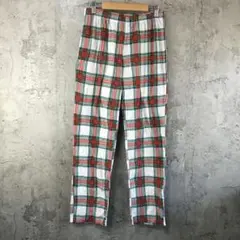 Y5616古着　チェックパンツ　パジャマパンツ　白　赤　青　緑　黄