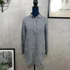 Mizuiro rinen シャツ ブラウス 長袖 ネイビー チェック