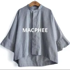 マカフィー　23SS　コットンブロード　バンドカラー　クロップドシャツ　ブラウス