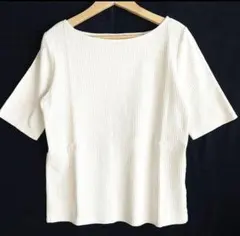 OPAQUE.CLIP ❨美品❩ リブ編み ホワイト 半袖シャツ ニットトップス