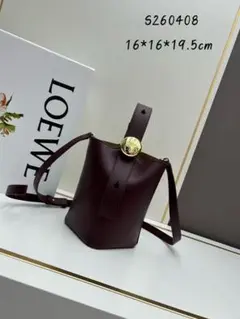 バーガンディ バケット型ショルダーバッグ 16*16*19.5cm