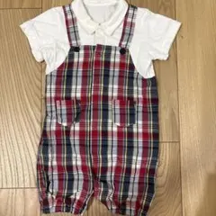 コムサイズム　チェック柄2wayロンパース