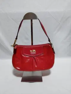 極美品】COACH コーチ レザー ワンショルダーバッグ パープル 馬車ロゴ 