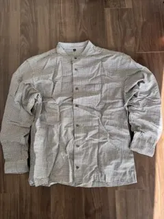 ノーカラーシャツ　ギンガムチェック　無印良品