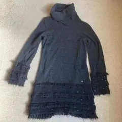 TO BE CHIC ウール　チュニック　スパンコール　モヘヤ 暗めのグレー