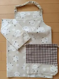 120前後エプロン3点セット シマエナガ柄