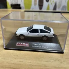 REAL-X スプリンタートレノ　AE86 ミニカー　白黒のサムネイル
