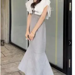 完売品美品！GRL ラッフルカラーバックリボンマーメイドワンピース[tu600]