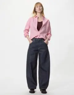 【UNIQLO】バギーカーブジーンズ　22　69　ネイビー