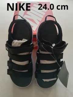 未使用 24cm ナイキ 黒 アイコンクラシック サンダル 厚底 NIKE