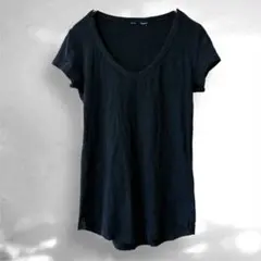 ブラック VネックT XS 無地 シンプル　半袖　インナー　細身