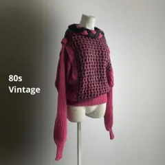 80s 90s ヨーロッパ 3D ニット セーター ユーロ 立体 総柄 E567