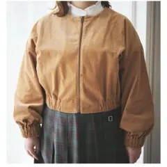 コーデュロイノーカラーブルゾン キャメル la farfa