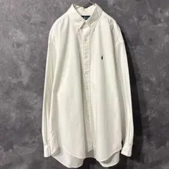 ラルフローレン BLAIRE 長袖シャツ 白 L 刺繍ロゴ オーバーサイズ