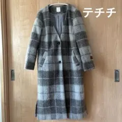 お値下げ！テチチ.チェック柄グレーロングコート