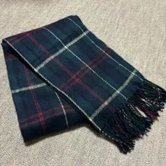 チェック柄マフラー 緑赤黄色ネイビーチェック柄