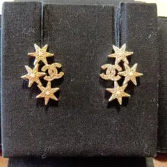 CHANEL ココマーク スター ラインストーン ピアス【美品】