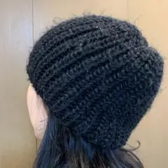 あったか毛糸の帽子　黒