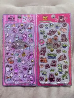トイストーリー　ロッツォ、アリス チェシャ猫 プチドロップステッカー2点セット