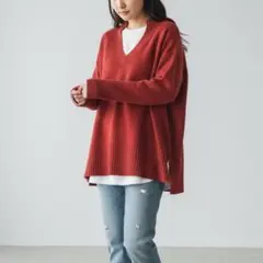 855ね@ 新品タグ付き レイヤード風 チュニック レッド