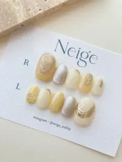 ニュアンスネイルチップ　マグネットネイル　イエローネイル　ミラーネイル　淡色