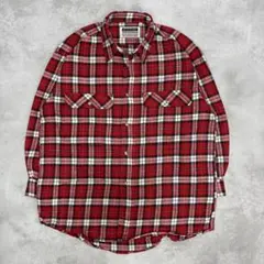 ネルシャツ チェックシャツ M 赤 古着 羽織り カジュアル 定番 シンプル
