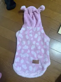 フリースピンク水玉模様犬服 うさぎ