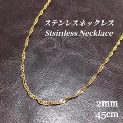 【ステンレス】スクリューチェーン ネックレス　a0067　ゴールド