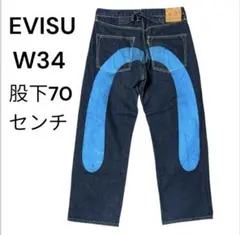EVISU エヴィス デニムパンツ W34 股下70cm ペイント大カモメブルーのサムネイル