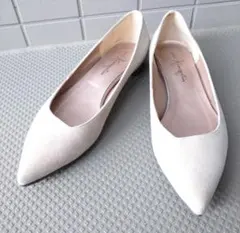 銀座かねまつ 25.5cm スエード ベージュ パンプス