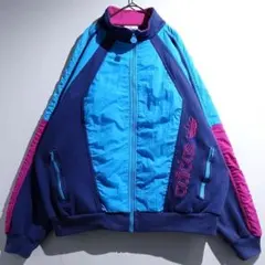 90s adidas マルチカラー ロゴ ナイロン 切替 トラックジャケット