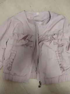 130 ナイロン ピンク フリル付き ジャケット 長袖 星 ファスナー