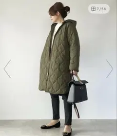Emma Taylor 38 キルティング ロングコート　モスグリーン