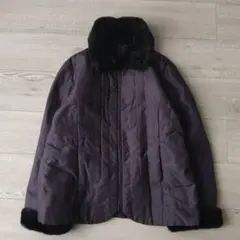 00s Vintage モード ファー付き中綿ジャケット シルク素材のサムネイル