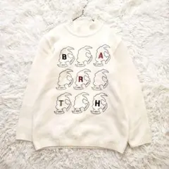 バース ニット アンゴラ ラムウール混 長袖 セーター 刺繍 白 S ふんわり