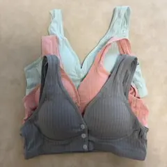 rische 授乳ブラ 3枚セット ダークグレー グリーン ローズのサムネイル