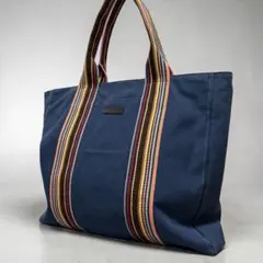 ポールスミス トートバッグ　キャンバス マルチストライプ　ネイビー　A4 肩かけ