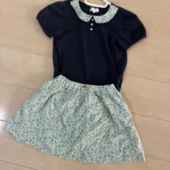 ROPE PICNIC KIDS 花柄襟 Tシャツと花柄スカートセット130