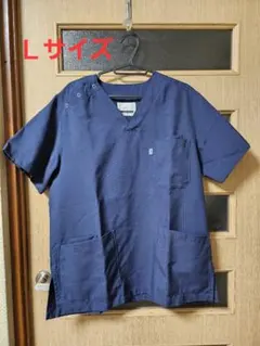 ミズノ　スクラブ Ｌサイズ　ネイビー 白衣 男女兼用 半袖 Vネック 医療のサムネイル