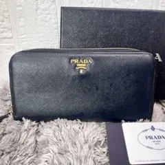 RFID搭載/極美品✨プラダ 長財布 ラウンドファスナー 三角ロゴ レザー